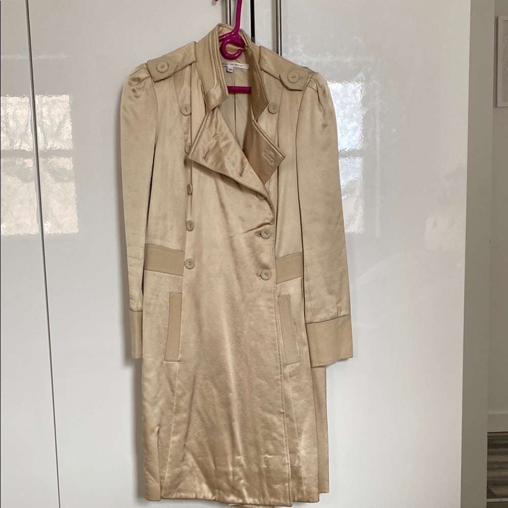 Diane von Furstenberg Cream Double-Breasted Coat size 12